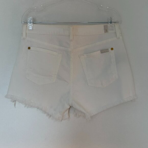 7 for All Mankind Denim Cut-Off Shorts White 27 - Picture 4 of 10